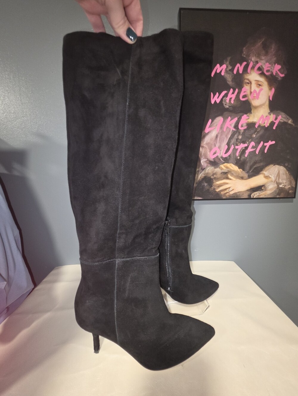 Beautiisoles By Robyn Shreiber Yara Knee-high Stiletto Women Black Boots Size 7
